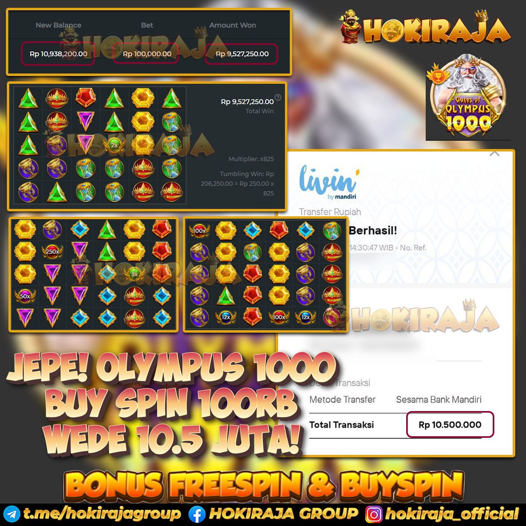 HOKIRAJA JACKPOT SLOT GATES OF OLYMPUS 1000 RP 10.500.000 ID : CEL****